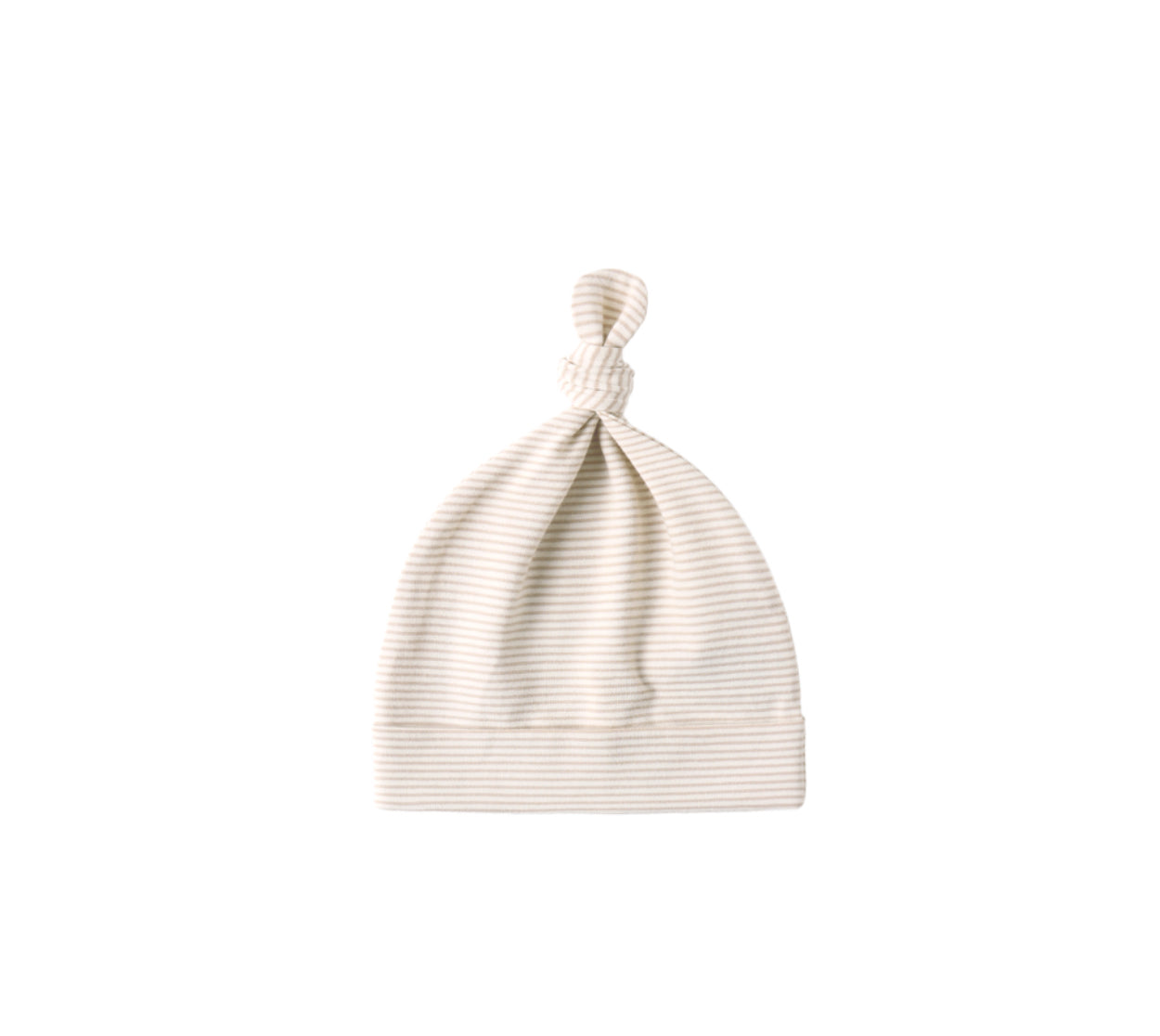 KNOTTED BABY HAT OAT MICRO STRIPE