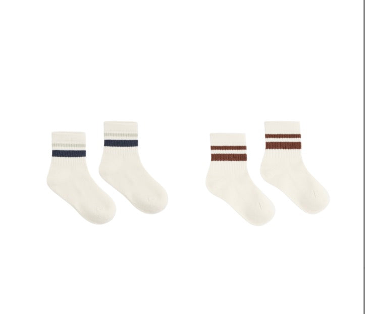 STRIPE SOCKS, 2-PACK SAGE FOG, MULBERRY