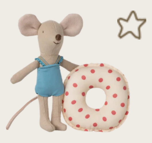 Beach mouse with float, Little sister - Red dot