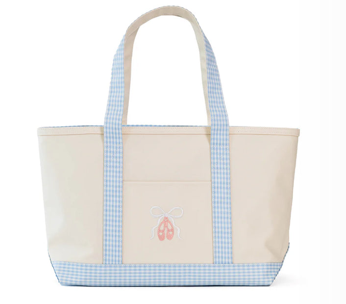 MEDIUM TOTE - COATED CANVAS NATURAL with BALLET MIST TRIM
