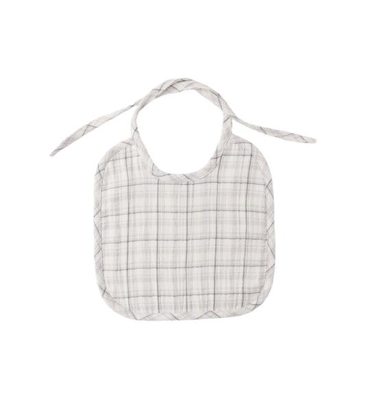 WOVEN TIE BIB BLUE PLAID