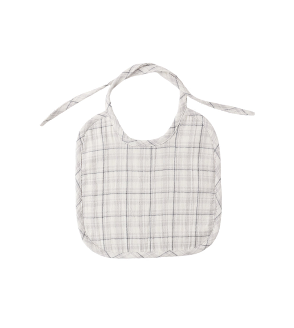 WOVEN TIE BIB BLUE PLAID