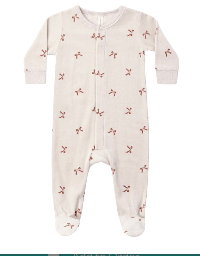 HIDDEN SNAP FOOTIE RED BOWS