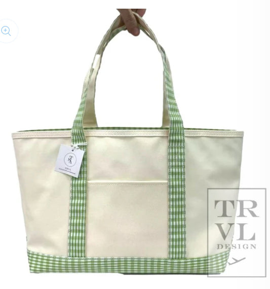 MEDIUM TOTE - COATED CANVAS GINGHAM LEAF