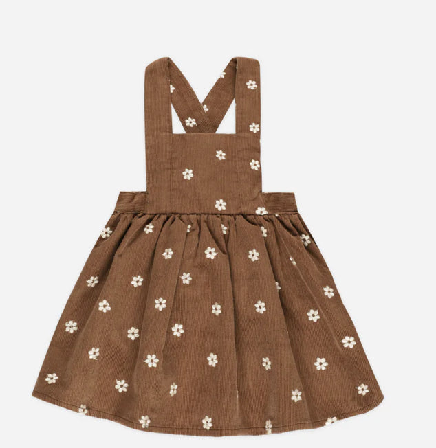 CORDUROY PINAFORE || FLORAL EMBROIDERY