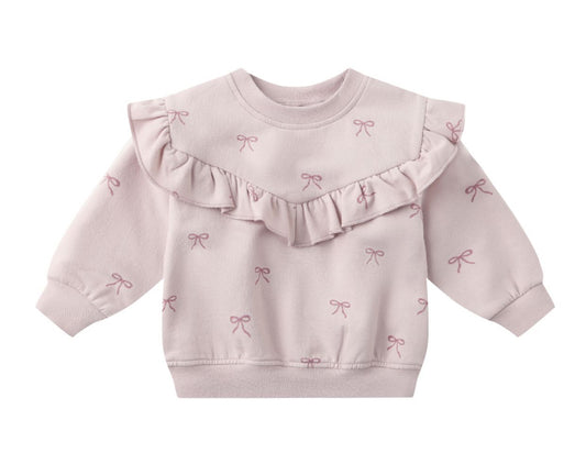 BOWS RUFFLE FLEECE SWEATSHIRT+   SWEATPANT SET ||