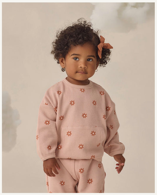 WAFFLE SWEATER SET PINK DAISY