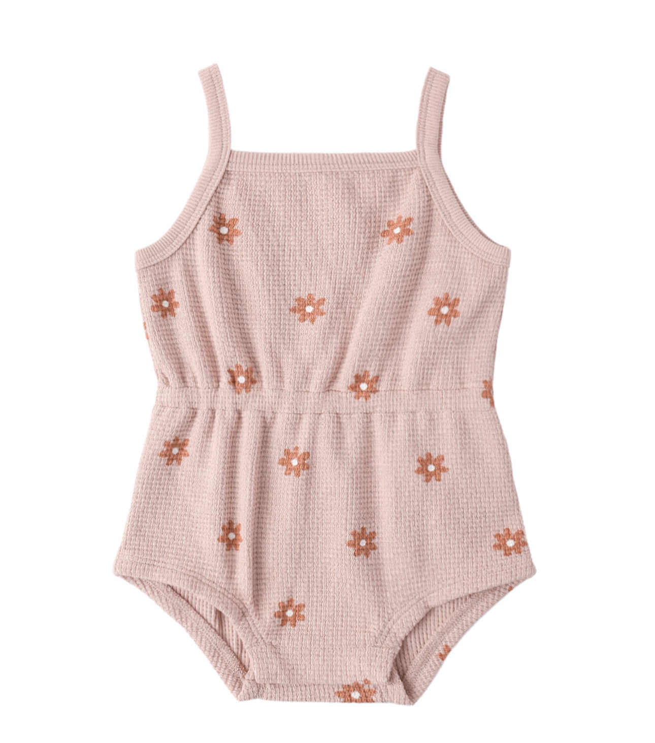 WAFFLE CINCH ROMPER PINK DAISY