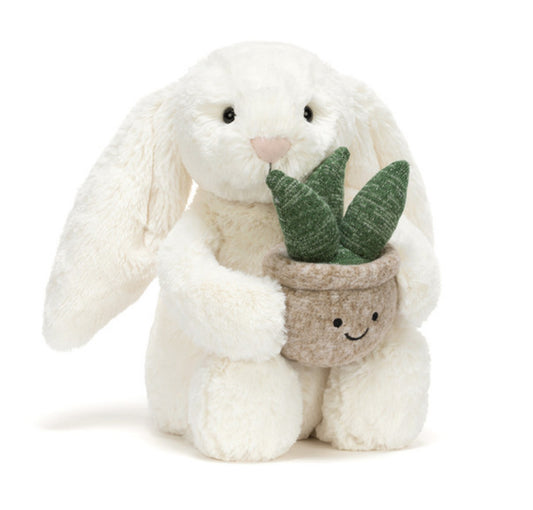 Cream Bunny with Plant