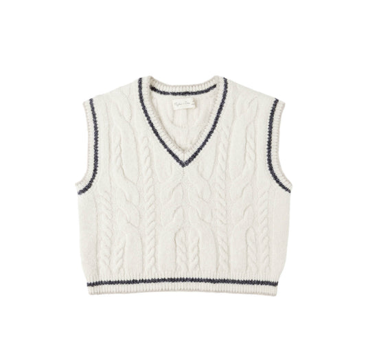 NAVY SWEATER VEST || NATURAL