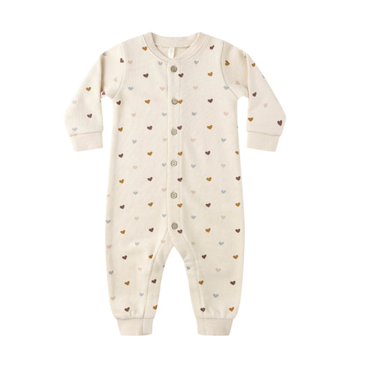 BUTTON DOWN JUMPSUIT || HEARTS- NEW