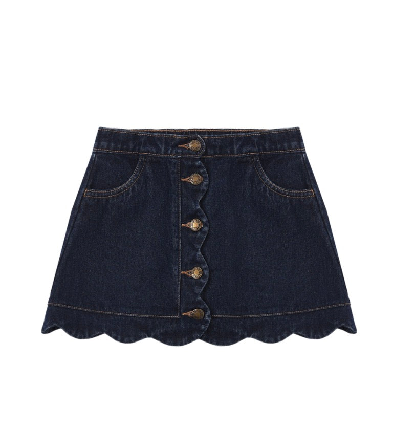 SCALLOP MINI SKIRT DARK INDIGO