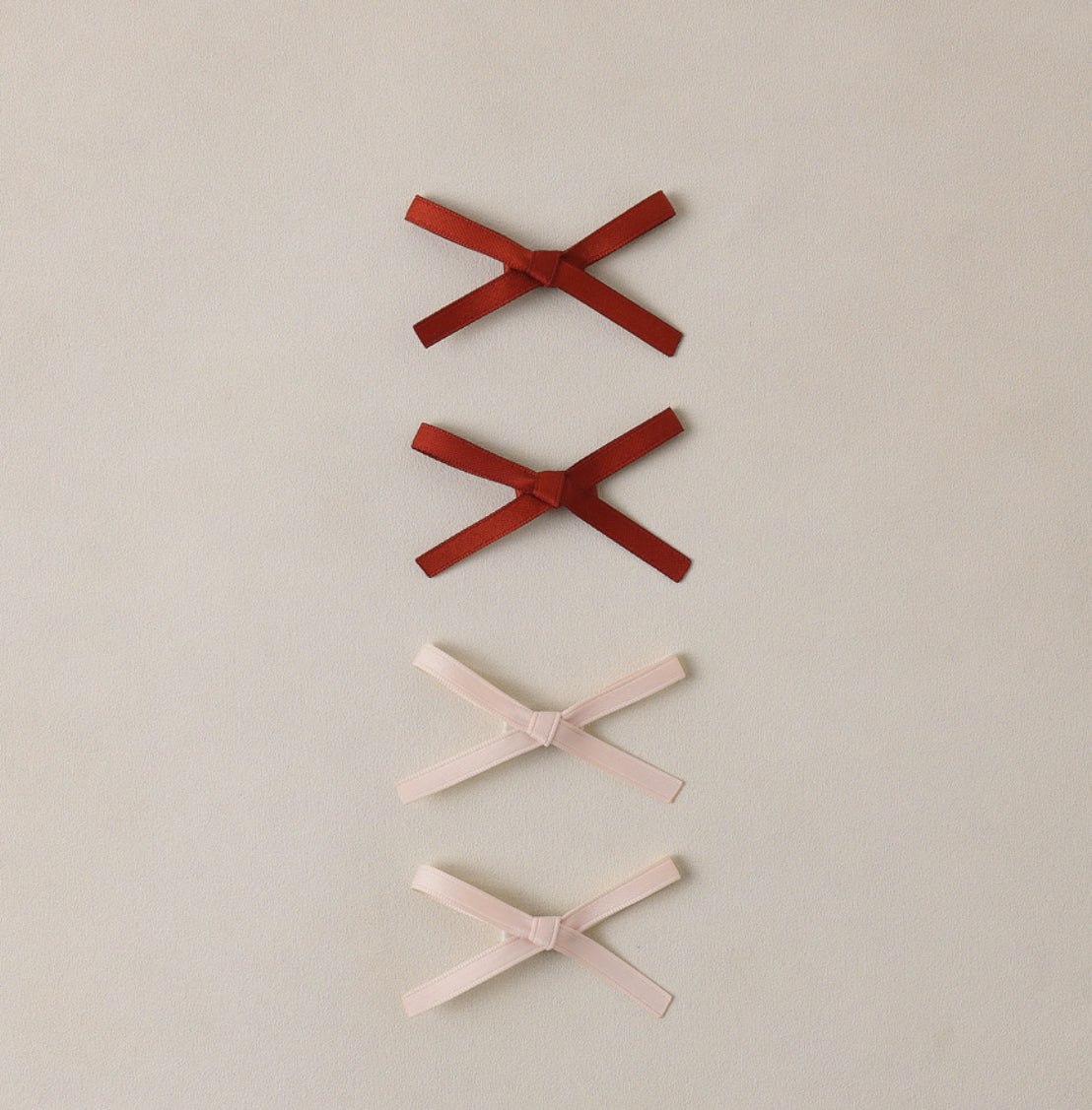 MINI SATIN RIBBON BOWS BLUSH, RED