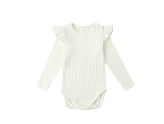 SHOULDER RUFFLE BODYSUIT || IVORY