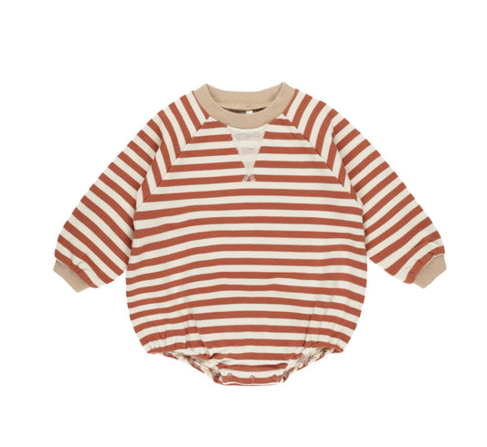 Crewneck Romper Poppy Stripe