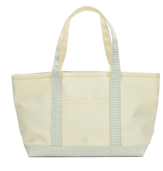 MEDIUM TOTE - COATED CANVAS GINGHAM PEARL GREY TRIM