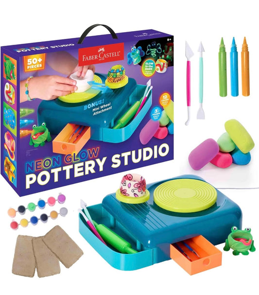 Neon Glow Pottery Studio