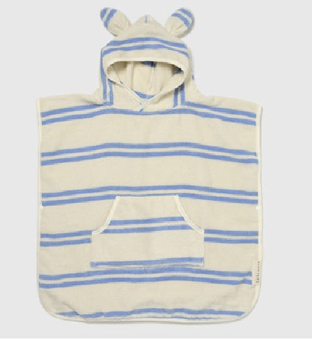 Kids Character Hooded Towel Sid the Seagull Blue Stripe