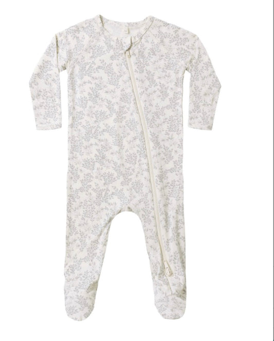 BAMBOO ZIP FOOTIE CLOUD FLORAL