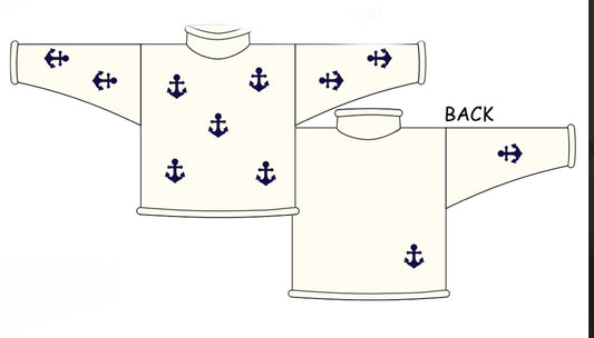 Navy Anchors All-Over Rollneck Sweater Ivory