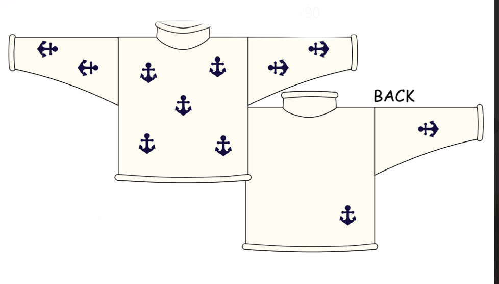 Navy Anchors All-Over Rollneck Sweater Ivory