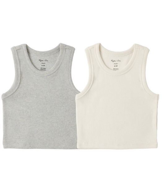 RIBBED TANK SET IVORY, SEAFOAM