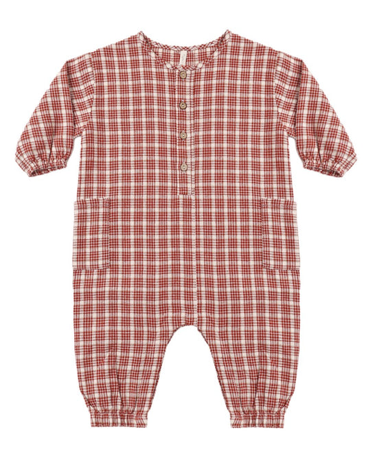RELAXED WOVEN JUMPSUIT VINTAGE PLAID