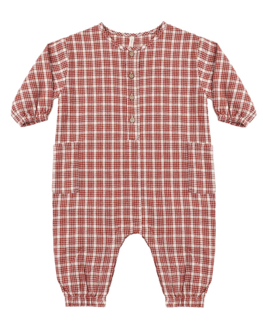 RELAXED WOVEN JUMPSUIT VINTAGE PLAID