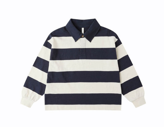 RUGBY POLO || NAVY STRIPE
