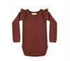 SHOULDER RUFFLE BODYSUIT BRICK
