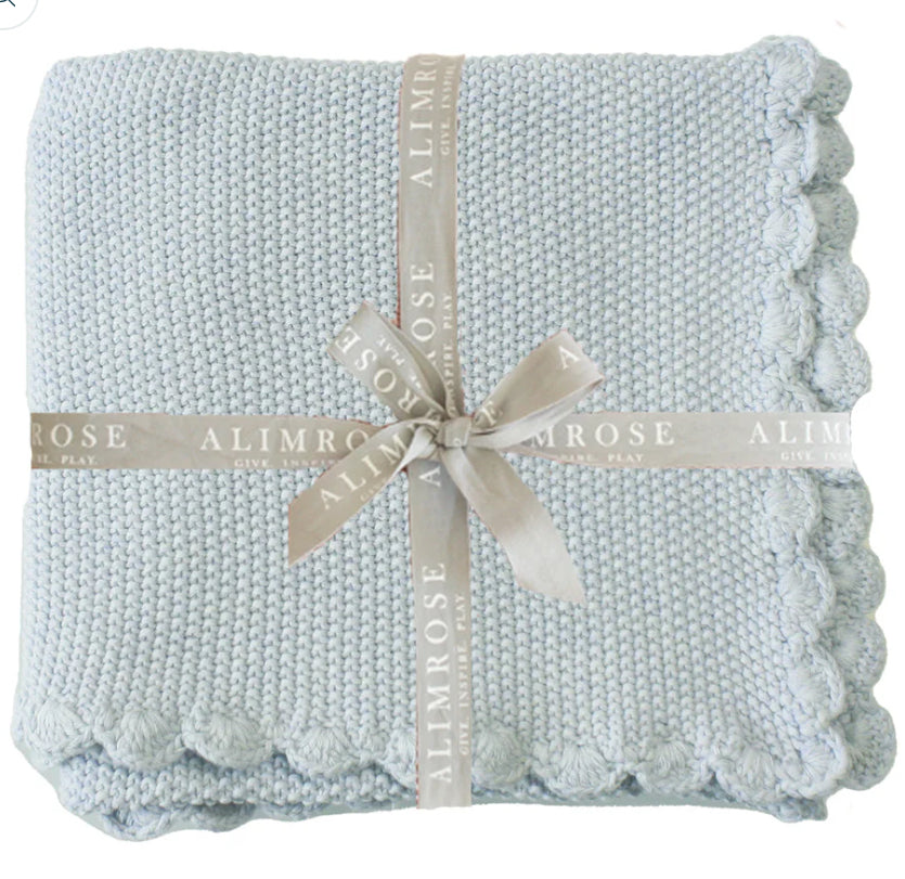 Mini Moss Stitch Baby Blanket Powder Blue