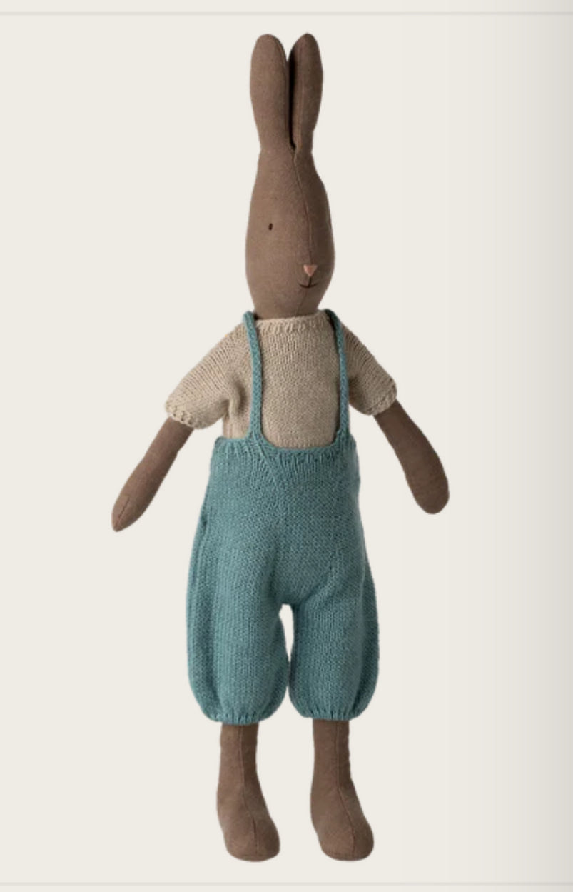 Rabbit, Size 3 -Brown - Knitted shirt and overall