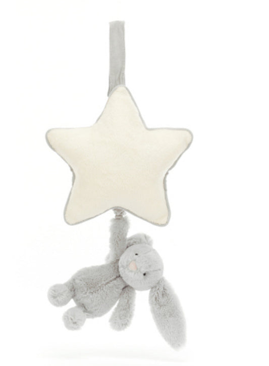 Jellycat Baby Bashful Grey Bunny  Musical Pull (RECYCLED FIBERS)