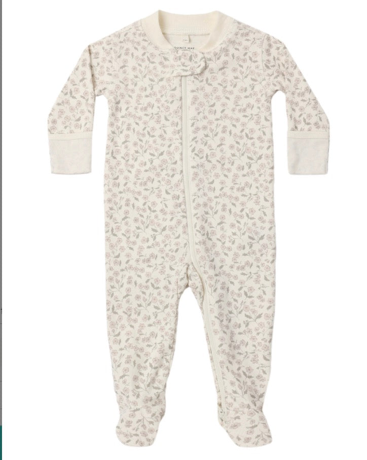 ZIP LONG SLEEVE SLEEPER FOOTIE FLORET