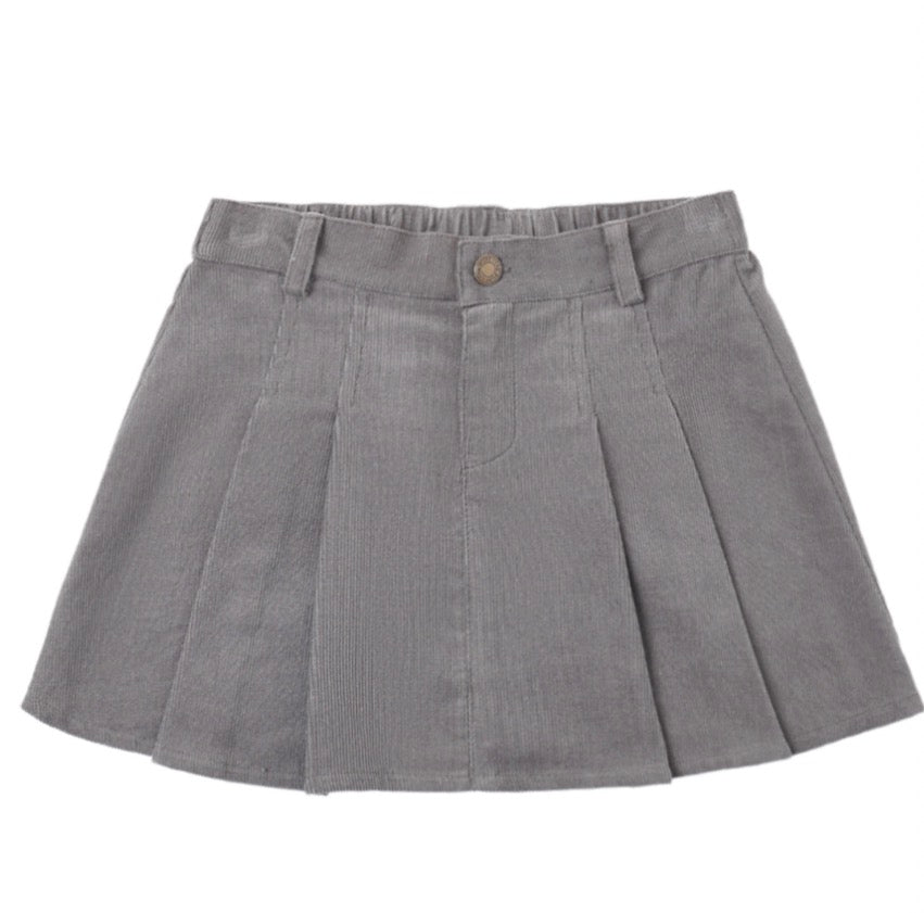 PLEATED DENIM SKIRT SLATE