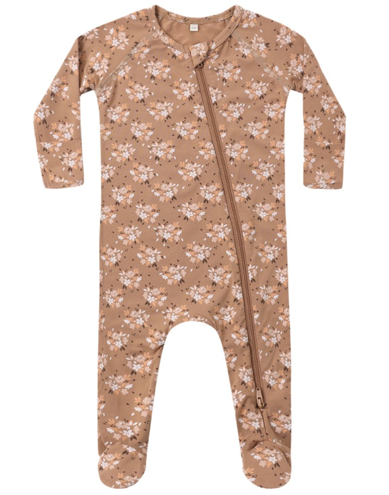 BAMBOO ZIP FOOTIE FALL FLORAL