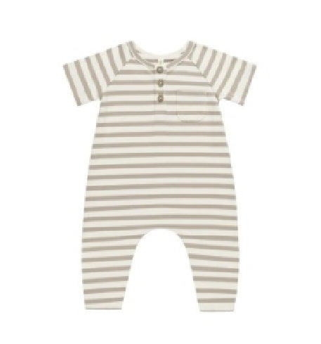 SHORT SLEEVE JUMPSUIT || GREY STRIPE