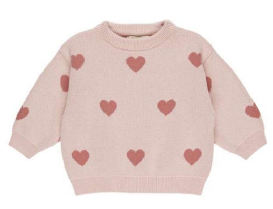 Organic Jacquard 
Heart Knit Sweater and Pants  || Bubblegum