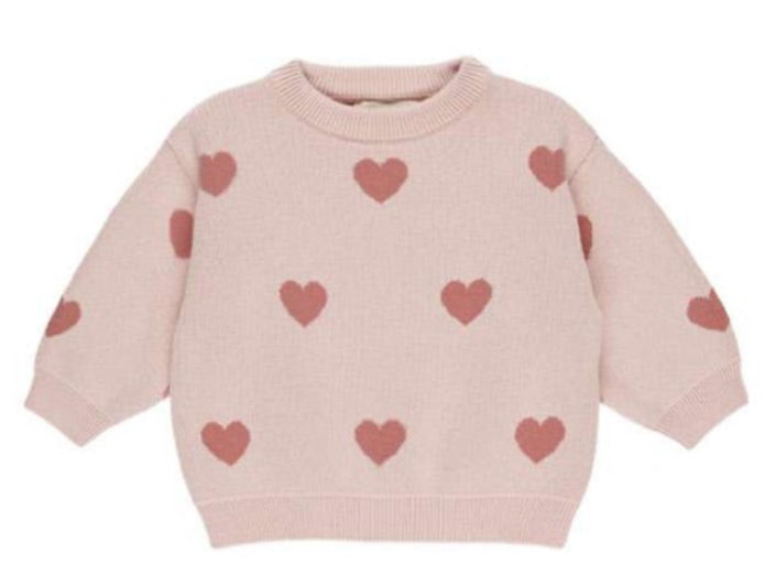 Organic Jacquard 
Heart Knit Sweater and Pants  || Bubblegum