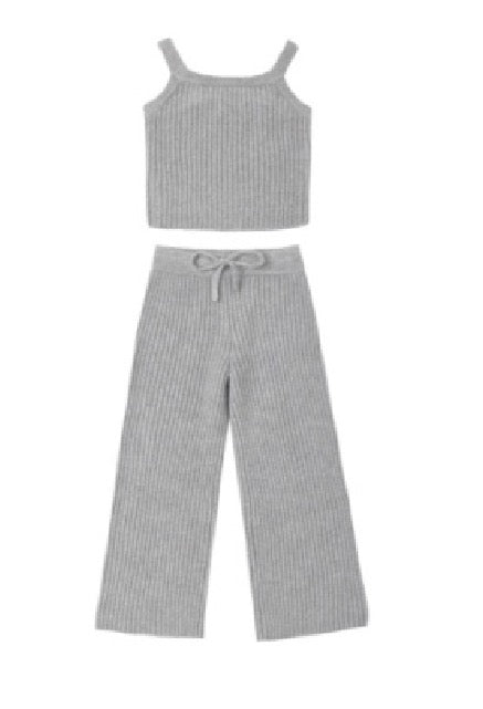 FUZZY KNIT LOUNGE SET DUSTY BLUE