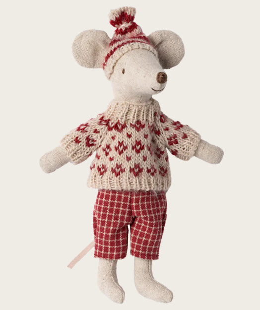 Pre-order Winter mouse with ski set, MUM - red