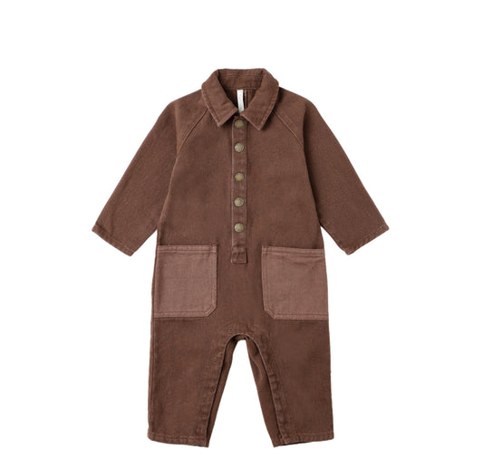 COLLARED BABY JUMPSUIT || BROWN