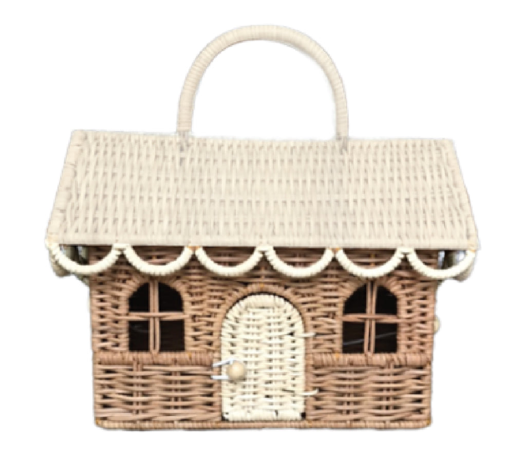 Rattan Gingerbread Casa Clutch - Natural & Straw - Natural & Straw