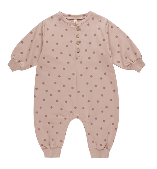 RELAXED FLEECE JUMPSUIT || POLKA DOTS