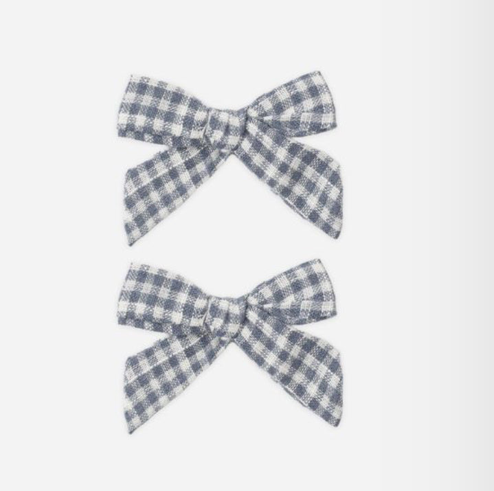 BOWS, SET OF 2 MARINE GINGHAM