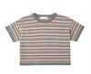 BOXY CROP KNIT TEE MULTI STRIPE