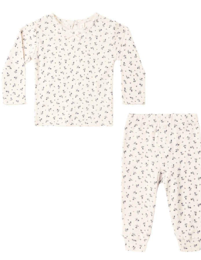 POINTELLE LONG SLEEVE TEE + LEGGING BLUE DITSY