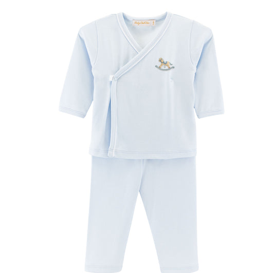 OCEAN ADVENTURE EMBROIDERED CROSSED TEE W/ PIPPING AND PANTS SET