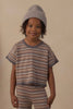 BOXY CROP KNIT TEE MULTI STRIPE
