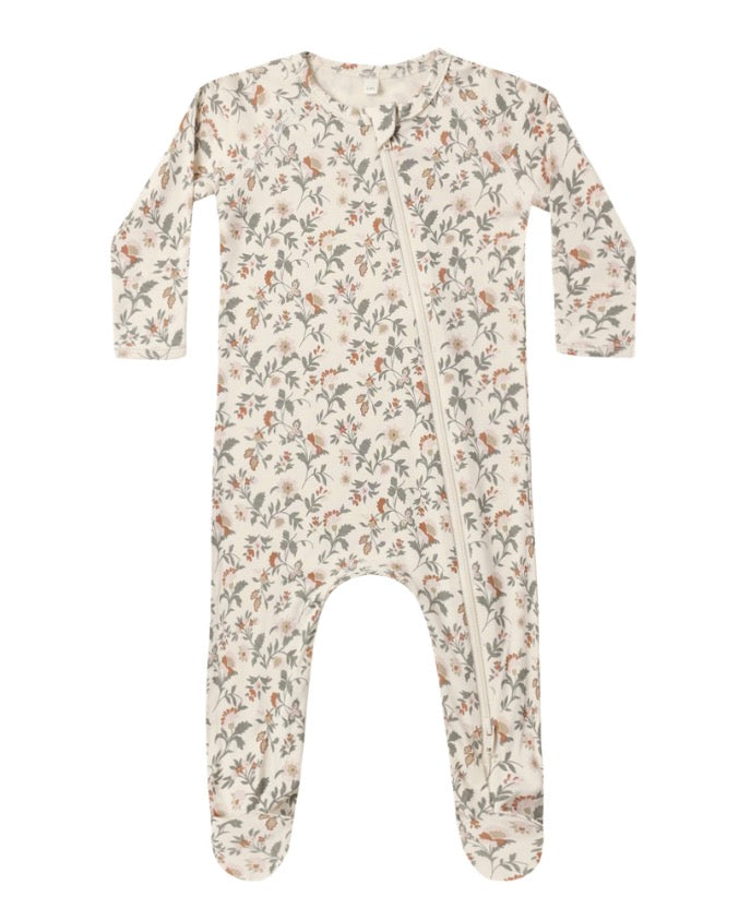 BAMBOO ZIP FOOTIE HOLIDAY FLORAL
